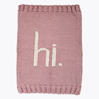 "hi." Knit Blanket - Blanket- Huggalugs