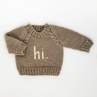 Hi. Crewneck Baby Sweater - Sweater- Huggalugs