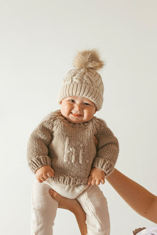 Hi. Crewneck Baby Sweater - Sweater- Huggalugs