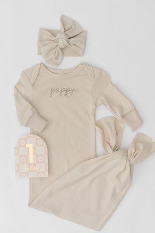 The Embroidered Infant Gown - Infant - Honey Moon Baby Co