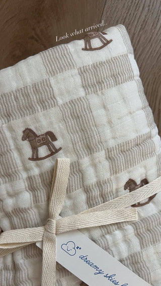 Vintage Rocking Horse Blanket - Blanket - Dreamy Skies Baby