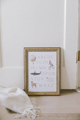 Alphabet with Vintage Art - Art Print- Petal Lane Home