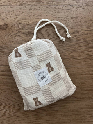 Vintage Teddy Cotton Gauze Crib Sheet - Crib Sheets - Dreamy Skies Baby