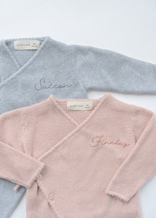 Embroidered Wrap Knit Footie - Infant - Honey Moon Baby Co