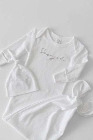 The Embroidered Infant Gown - Infant - Honey Moon Baby Co