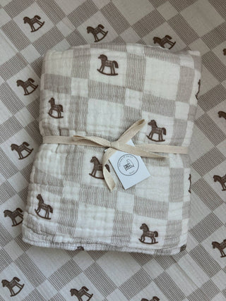 Rocking Horse Cotton Crib Sheet - Crib Sheets - Dreamy Skies Baby