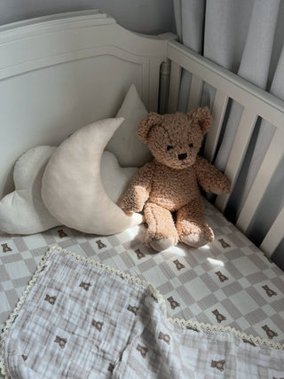 Vintage Teddy Cotton Gauze Crib Sheet - Crib Sheets - Dreamy Skies Baby