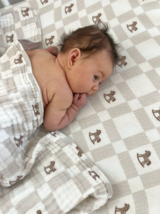 Rocking Horse Cotton Crib Sheet - Crib Sheets - Dreamy Skies Baby