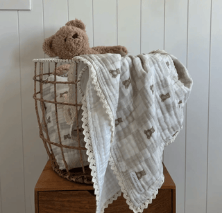 Vintage Teddy Gauze Blanket - Blanket - Dreamy Skies Baby