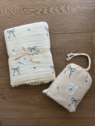 Blue Bows Cotton Crib Sheet - Crib Sheets - Dreamy Skies Baby