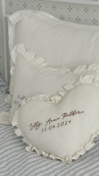 Embroidered Heart Pillow - Pillow - Honey Moon Baby Co