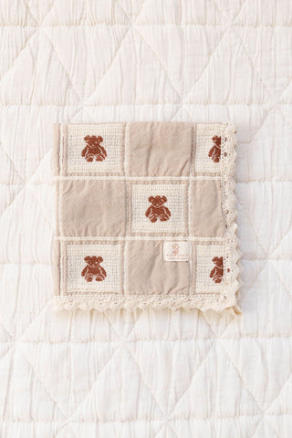 Patchwork Teddy Lovie - Pacifier Holder - New Grain