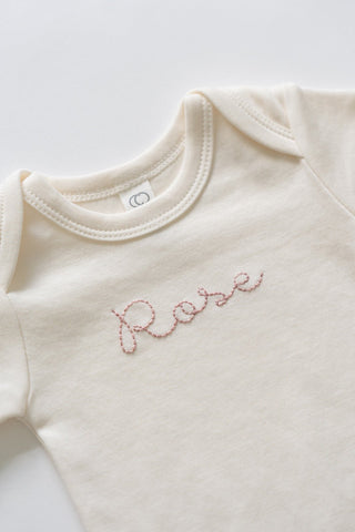 The Embroidered Short Sleeve Bodysuit - Bodysuit - Honey Moon Baby Co