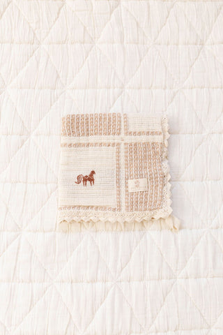 Patchwork Pony Lovie - Pacifier Holder - New Grain