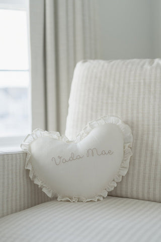 Embroidered Heart Pillow - Pillow - Honey Moon Baby Co