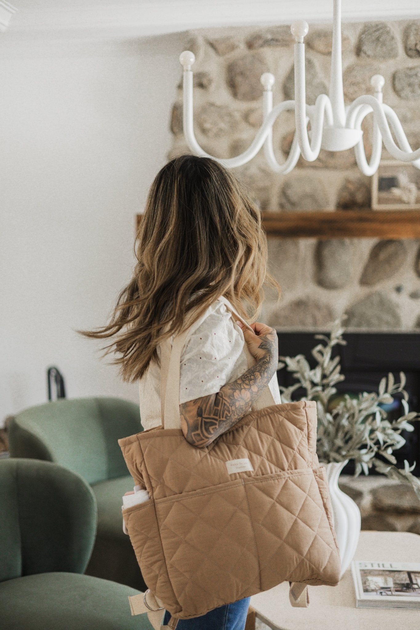 Tan Quilted Backpack by Dans le Sac