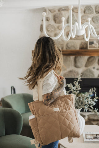 Quilted Backpack | Tan - Diaper Bags - Dans le Sac
