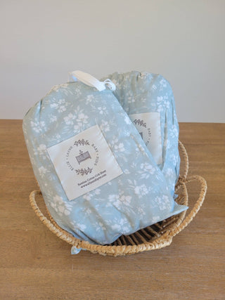 Daphne Icy Blue Floral Muslin Crib Sheet - Crib Sheets - Ellie and Layne