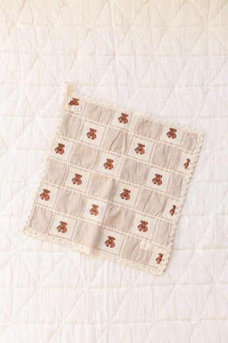 Patchwork Teddy Lovie - Pacifier Holder - New Grain