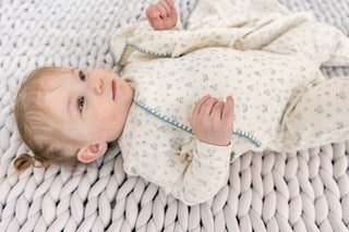 Ribbed Floral Romper with Hat: Blue / 1 Month - Romper - Other Brands We Love