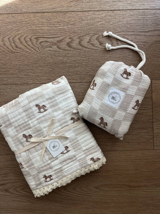 Rocking Horse Cotton Crib Sheet - Crib Sheets - Dreamy Skies Baby