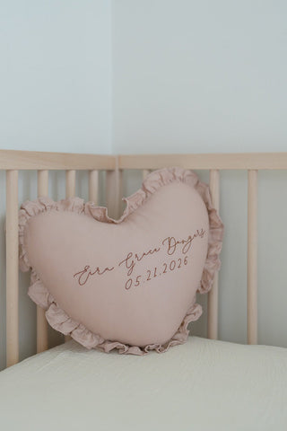 Embroidered Heart Pillow - Pillow- Honey Moon Baby Co