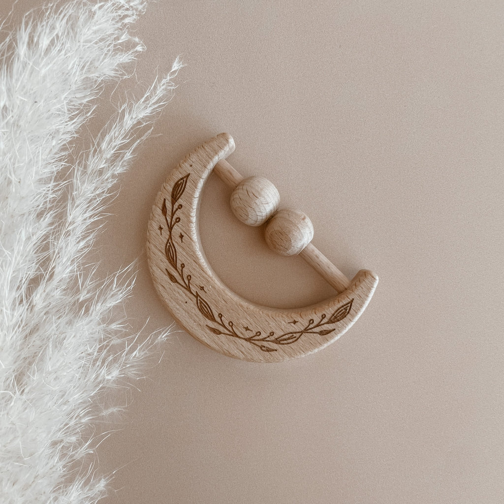 Wooden Moon Rattle – Honey Moon Baby Co
