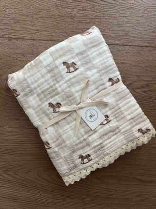 Vintage Rocking Horse Blanket - Blanket - Dreamy Skies Baby
