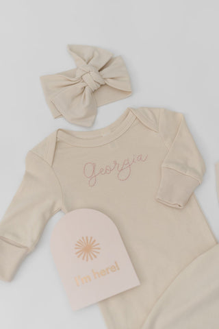 The Embroidered Infant Gown - Infant - Honey Moon Baby Co