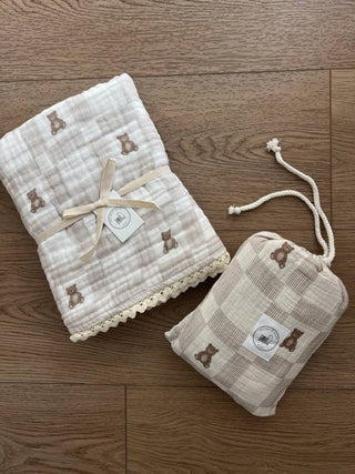 Vintage Teddy Gauze Blanket - Blanket - Dreamy Skies Baby