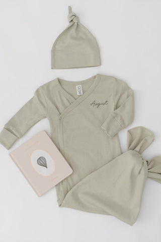 The Embroidered Kimono Gown - Infant gown - Honey Moon Baby Co